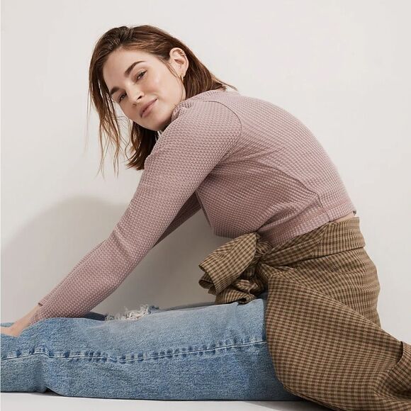 Madewell MWL 2022 Waffle Long-Sleeve Crop Tee Small - Picture 2 of 12